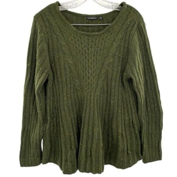 Hannah Green Confetti Cable Knit Fit And Flare Sweater